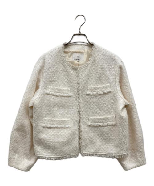 23区（ニジュウサンク）23区 (ニジュウサンク) 24SS/ファンシーツイード ニットジャケット ホワイト サイズ:38の古着・服飾アイテム