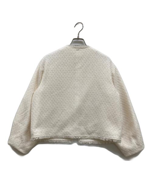 23区（ニジュウサンク）23区 (ニジュウサンク) 24SS/ファンシーツイード ニットジャケット ホワイト サイズ:38の古着・服飾アイテム