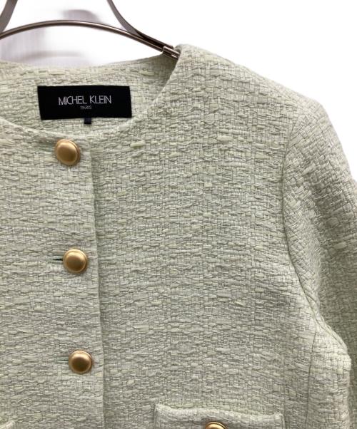 MICHEL KLEIN（ミッシェルクラン）MICHEL KLEIN (ミッシェルクラン) ツイードジャケット グリーン サイズ:38の古着・服飾アイテム