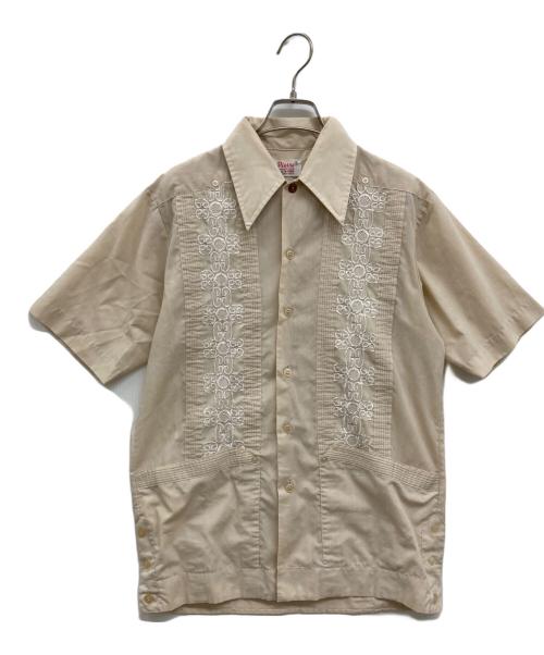 PIERRE DEROCHE（古着）PIERRE DEROCHE (古着) トップ釦開襟キューバシャツ/ヴィンテージシャツ ベージュ サイズ:Sの古着・服飾アイテム