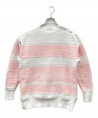 SEVEN TEN by MIHO KAWAHITOセブン テン バイ ミホ カワヒト）の古着「ボーダープラケットニット/ボーダーニット」｜ピンク×ホワイト