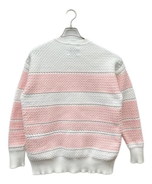 SEVEN TEN by MIHO KAWAHITO（セブン テン バイ ミホ カワヒト）SEVEN TEN by MIHO KAWAHITO (セブン テン バイ ミホ カワヒト) ボーダープラケットニット/ボーダーニット ピンク×ホワイト サイズ:Sの古着・服飾アイテム