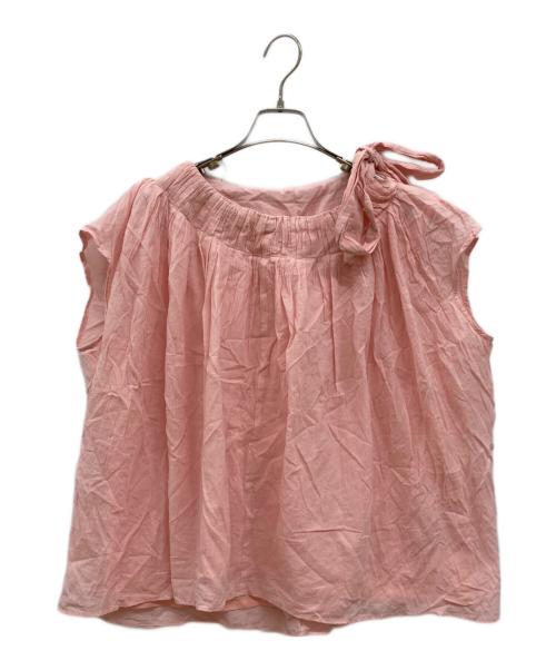 SEVEN TEN by MIHO KAWAHITO（セブン テン バイ ミホ カワヒト）SEVEN TEN by MIHO KAWAHITO (セブン テン バイ ミホ カワヒト) ギャザーリボントップス/ノースリーブブラウス/ブラウス ピンク サイズ:Sの古着・服飾アイテム