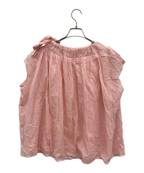 SEVEN TEN by MIHO KAWAHITO（セブン テン バイ ミホ カワヒト）SEVEN TEN by MIHO KAWAHITO (セブン テン バイ ミホ カワヒト) ギャザーリボントップス/ノースリーブブラウス/ブラウス ピンク サイズ:Sの古着・服飾アイテム