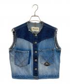 Roy Roger'sロイロジャース）の古着「再構築デニムベスト/ベスト/ドッキング」｜ブルー