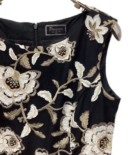 Diagram GRACE CONTINENTAL（ダイアグラム グレースコンチネンタル）Diagram GRACE CONTINENTAL (ダイアグラム グレースコンチネンタル) チュールラメ刺繍 ノースリーブ ワンピース/ワンピース/刺繍ワンピース ブラック サイズ:38の古着・服飾アイテム