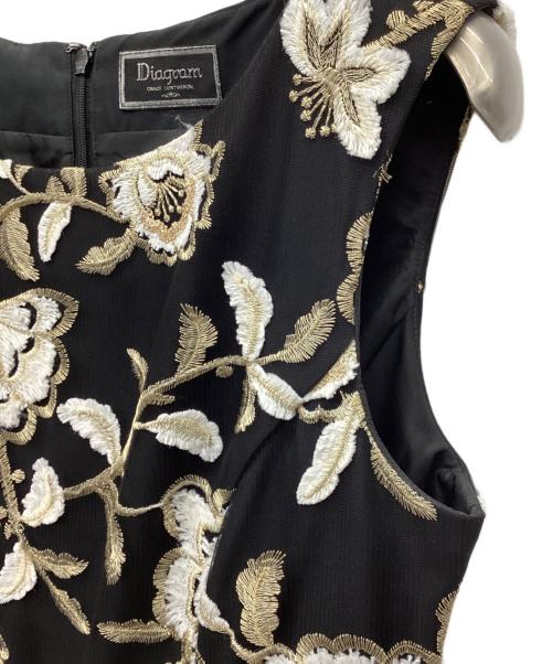 Diagram GRACE CONTINENTAL（ダイアグラム グレースコンチネンタル）Diagram GRACE CONTINENTAL (ダイアグラム グレースコンチネンタル) チュールラメ刺繍 ノースリーブ ワンピース/ワンピース/刺繍ワンピース ブラック サイズ:38の古着・服飾アイテム