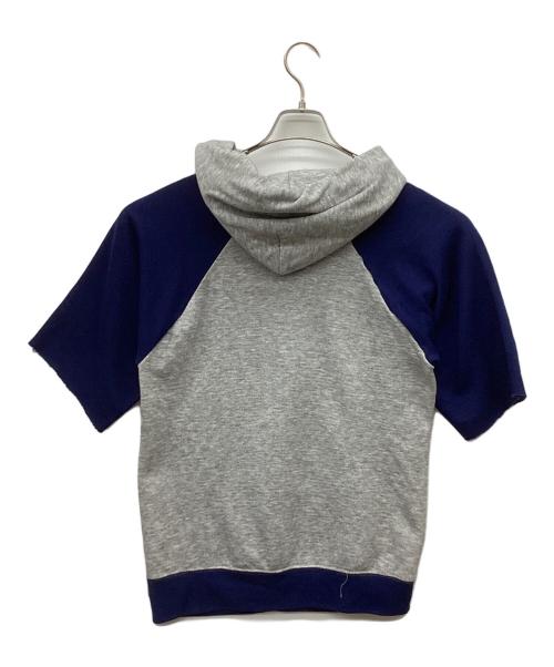 DISNEY（ディズニー）Disney (ディズニー) S/Sラグランパーカー/ミッキー/80s グレー×ネイビー サイズ:Mの古着・服飾アイテム