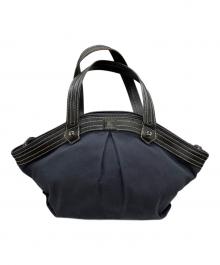 BURBERRY BLUE LABEL（バーバリーロンドンブルーレーベル）の古着「キャンバストートバッグ/ZAE95-417-09」｜ネイビー×ブラック