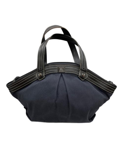 BURBERRY BLUE LABEL（バーバリーロンドンブルーレーベル）BURBERRY BLUE LABEL (バーバリーロンドンブルーレーベル) キャンバストートバッグ/ZAE95-417-09 ネイビー×ブラックの古着・服飾アイテム