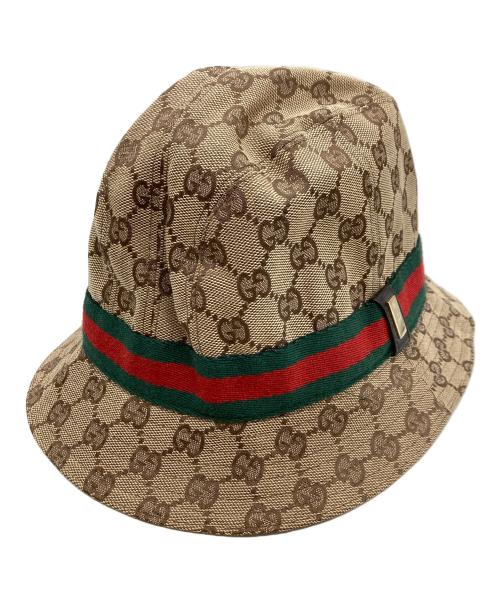 GUCCI（グッチ）GUCCI (グッチ) GGキャンバス シェリーラインバケットハット/代理無/バケットハット ベージュの古着・服飾アイテム