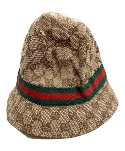 GUCCI（グッチ）GUCCI (グッチ) GGキャンバス シェリーラインバケットハット/代理無/バケットハット ベージュの古着・服飾アイテム