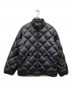 PAPASパパス）の古着「ワッペンロゴキルティングダウンジャケット」｜ブラック