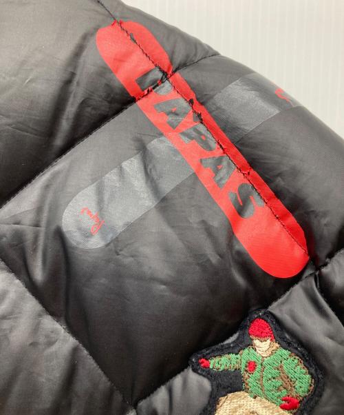 PAPAS（パパス）PAPAS (パパス) ワッペンロゴキルティングダウンジャケット ブラック サイズ:Mの古着・服飾アイテム