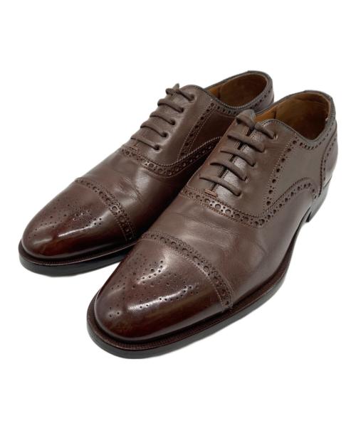 Santoni（サントーニ）Santoni (サントーニ) キャップトゥシューズ/セミブローグ ブラウン サイズ:UK7の古着・服飾アイテム