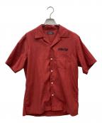 Hysteric Glamourヒステリックグラマー）の古着「WILD CAT刺繍 半袖ボーリングシャツ」｜レッド