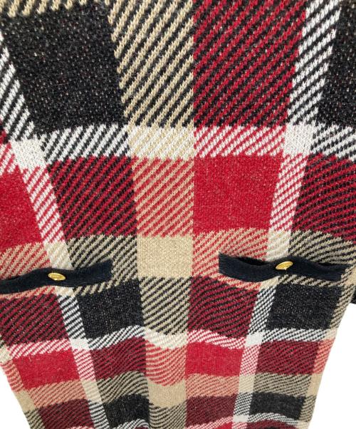 BLUE LABEL CRESTBRIDGE（ブルーレーベルクレストブリッジ）BLUE LABEL CRESTBRIDGE (ブルーレーベルクレストブリッジ) メガチェックニットワンピース レッド×ブラック サイズ:36の古着・服飾アイテム