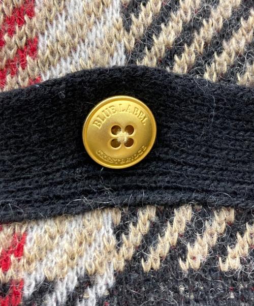 BLUE LABEL CRESTBRIDGE（ブルーレーベルクレストブリッジ）BLUE LABEL CRESTBRIDGE (ブルーレーベルクレストブリッジ) メガチェックニットワンピース レッド×ブラック サイズ:36の古着・服飾アイテム