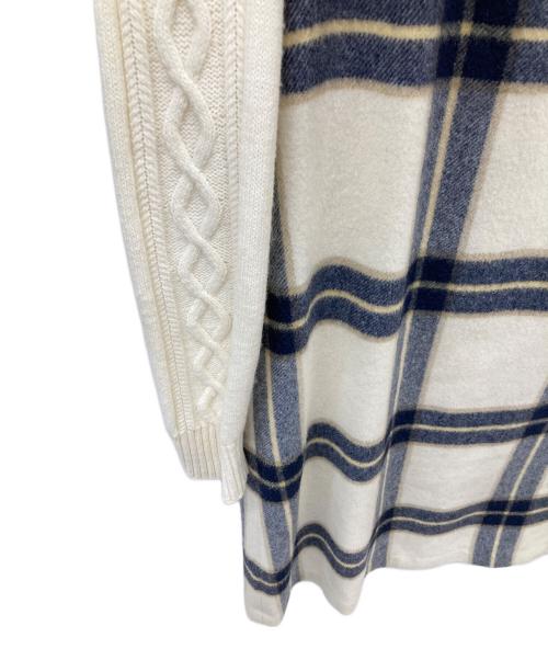 BLUE LABEL CRESTBRIDGE（ブルーレーベルクレストブリッジ）BLUE LABEL CRESTBRIDGE (ブルーレーベルクレストブリッジ) バックジップチェックワンピース アイボリー×ネイビー サイズ:38の古着・服飾アイテム