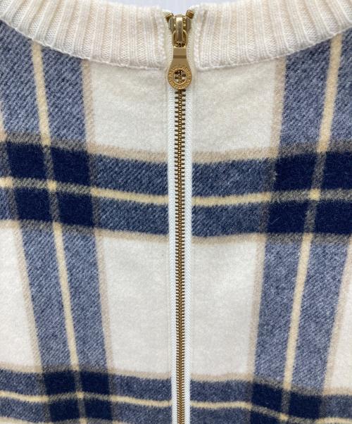 BLUE LABEL CRESTBRIDGE（ブルーレーベルクレストブリッジ）BLUE LABEL CRESTBRIDGE (ブルーレーベルクレストブリッジ) バックジップチェックワンピース アイボリー×ネイビー サイズ:38の古着・服飾アイテム