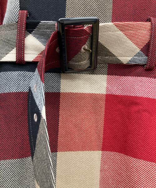 BLUE LABEL CRESTBRIDGE（ブルーレーベルクレストブリッジ）BLUE LABEL CRESTBRIDGE (ブルーレーベルクレストブリッジ) メガチェックウールワンピース レッド サイズ:36の古着・服飾アイテム