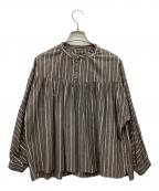 オオカミとフクロウオオカミトフクロウ）の古着「ストライプブラウス」｜ブラウン
