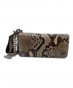 FUNNYファニー）の古着「PYTHONレザー長財布/ヘビ革/ウォレットチェーン付き」｜ベージュ