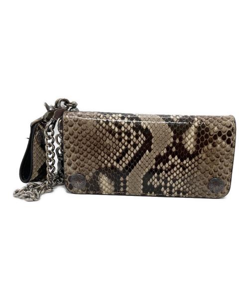 FUNNY（ファニー）FUNNY (ファニー) PYTHONレザー長財布/ヘビ革/ウォレットチェーン付き ベージュの古着・服飾アイテム