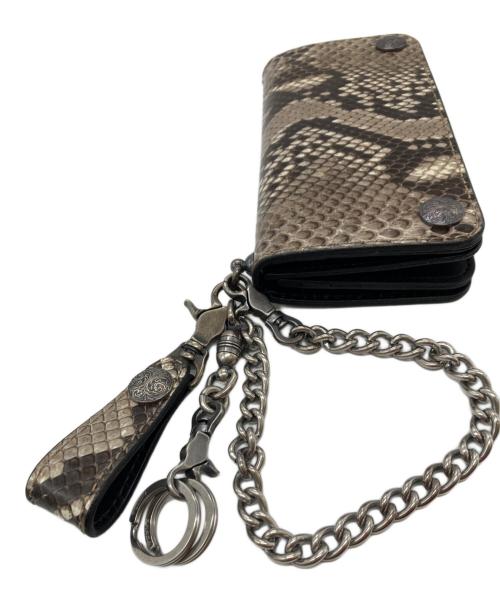 FUNNY（ファニー）FUNNY (ファニー) PYTHONレザー長財布/ヘビ革/ウォレットチェーン付き ベージュの古着・服飾アイテム