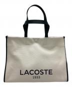 LACOSTEラコステ）の古着「ヘリテージキャンバステニススタイルトートバッグ」｜ホワイト×グリーン