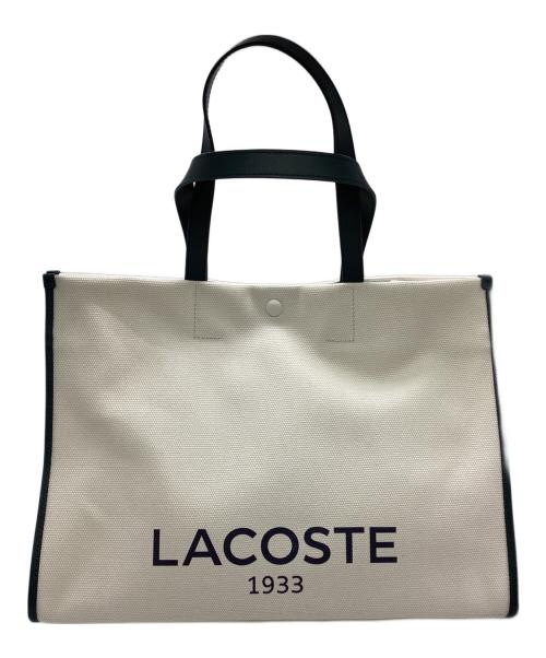 LACOSTE（ラコステ）LACOSTE (ラコステ) ヘリテージキャンバステニススタイルトートバッグ ホワイト×グリーンの古着・服飾アイテム