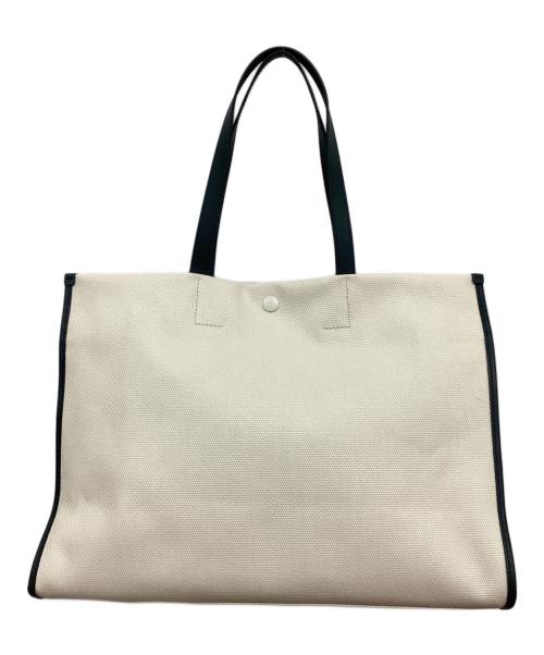 LACOSTE（ラコステ）LACOSTE (ラコステ) ヘリテージキャンバステニススタイルトートバッグ ホワイト×グリーンの古着・服飾アイテム