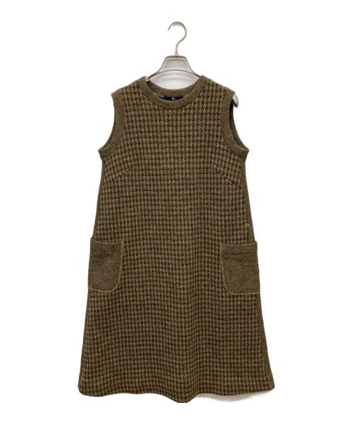 45R（フォーティファイブ・アール）45R (フォーティファイブ・アール) シェットランドジャンパースカート/ニットワンピース/千鳥格子 イエローの古着・服飾アイテム