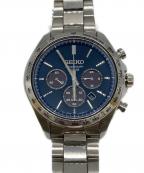 SEIKOセイコー）の古着「ソーラー腕時計/クロノグラフ/V175-0FA0」｜シルバー×ネイビー