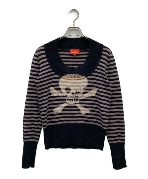 Vivienne Westwood RED LABEL（ヴィヴィアンウエストウッドレッドレーベル）Vivienne Westwood RED LABEL (ヴィヴィアンウエストウッドレッドレーベル) ボーダースカルニット/Y2K ブラック サイズ:1の古着・服飾アイテム