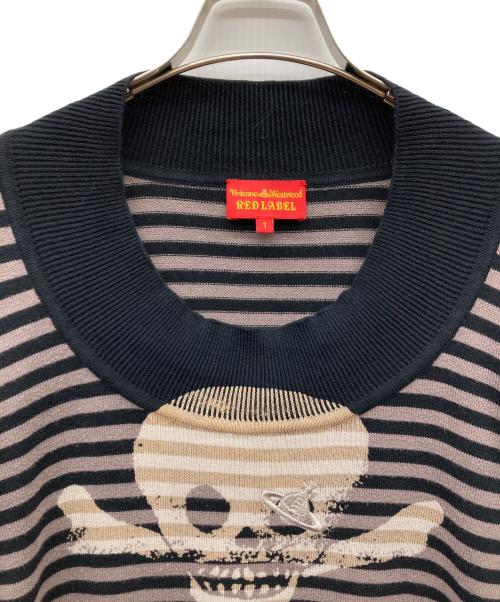 Vivienne Westwood RED LABEL（ヴィヴィアンウエストウッドレッドレーベル）Vivienne Westwood RED LABEL (ヴィヴィアンウエストウッドレッドレーベル) ボーダースカルニット/Y2K ブラック サイズ:1の古着・服飾アイテム