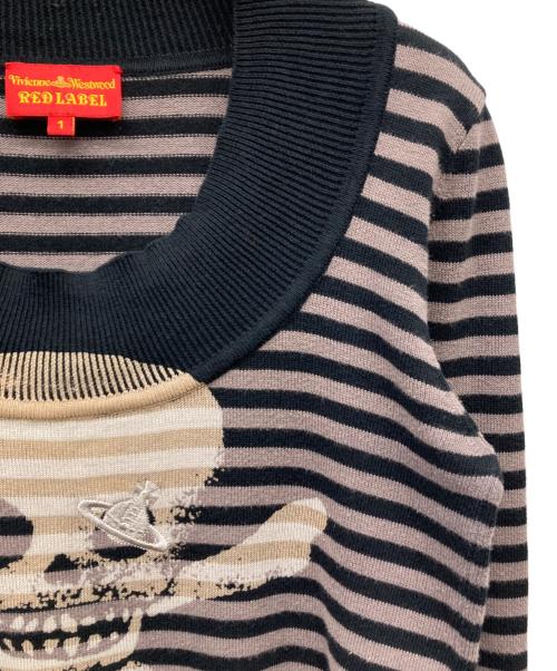 Vivienne Westwood RED LABEL（ヴィヴィアンウエストウッドレッドレーベル）Vivienne Westwood RED LABEL (ヴィヴィアンウエストウッドレッドレーベル) ボーダースカルニット/Y2K ブラック サイズ:1の古着・服飾アイテム