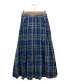 KAGUREカグレ）の古着「タイプライターチェックタックスカート」｜ブルー