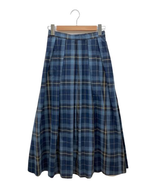 KAGURE（カグレ）KAGURE (カグレ) タイプライターチェックタックスカート ブルー サイズ:FREEの古着・服飾アイテム