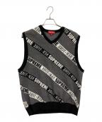 SUPREMEシュプリーム）の古着「22SS Stripe Sweater Vest/ストライプニットベスト/ニットベスト/ベスト」｜ブラック×ホワイト