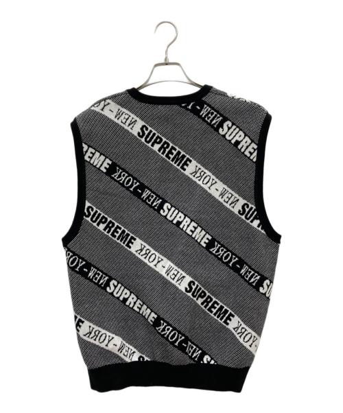 SUPREME（シュプリーム）Supreme (シュプリーム) 22SS Stripe Sweater Vest/ストライプニットベスト/ニットベスト/ベスト ブラック×ホワイト サイズ:Lの古着・服飾アイテム