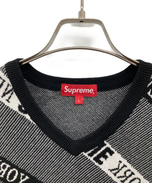 SUPREME（シュプリーム）Supreme (シュプリーム) 22SS Stripe Sweater Vest/ストライプニットベスト/ニットベスト/ベスト ブラック×ホワイト サイズ:Lの古着・服飾アイテム