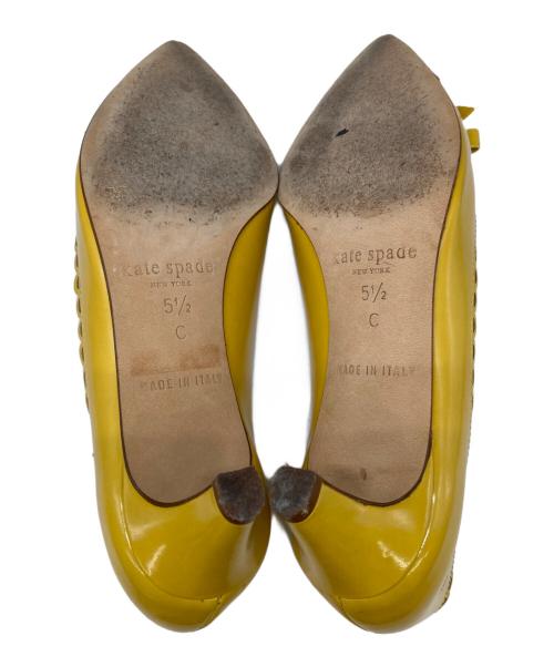 Kate Spade（ケイトスペード）Kate Spade (ケイトスペード) ヒールリボンパンプス イエロー サイズ:5.5の古着・服飾アイテム