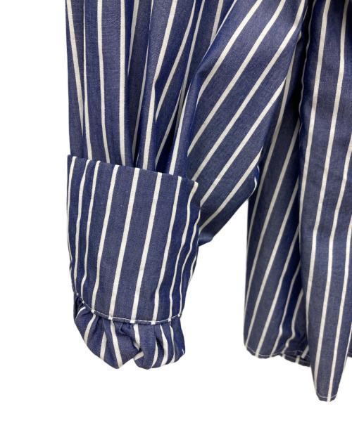 GALLEGO DESPORTES（ギャレゴデスポート）GALLEGO DESPORTES (ギャレゴデスポート) コットンバンドカラーギャザーシャツ ブルー×ホワイト サイズ:-の古着・服飾アイテム