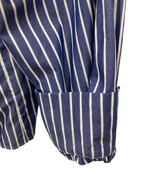 GALLEGO DESPORTES（ギャレゴデスポート）GALLEGO DESPORTES (ギャレゴデスポート) コットンバンドカラーギャザーシャツ ブルー×ホワイト サイズ:-の古着・服飾アイテム