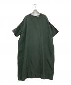 KAGUREカグレ）の古着「24SS『2サイズ展開』リネンレーヨンワイドワンピース//ﾘﾈﾝブレンドワン―ピース/GA45-26M018」｜グリーン