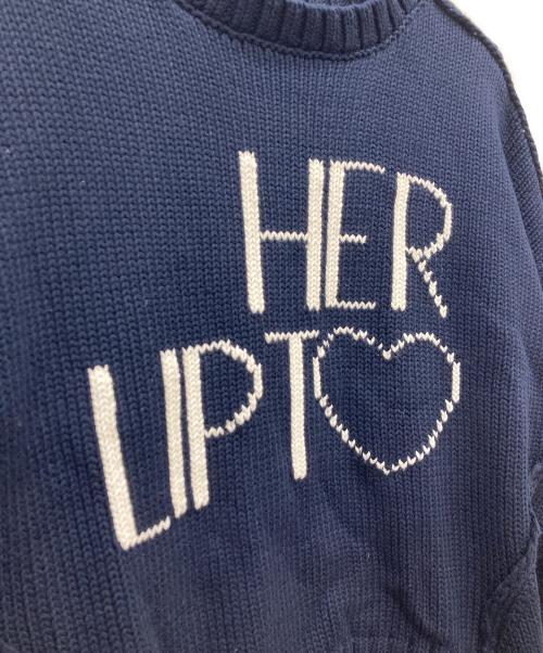 HER LIP TO（ハーリップトゥ）HER LIP TO (ハーリップトゥ) Share The Love Knit Top ネイビー サイズ: Freeの古着・服飾アイテム
