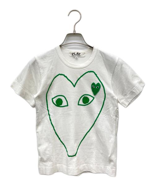 PLAY COMME des GARCONS（プレイコムデギャルソン）PLAY COMME des GARCONS (プレイコムデギャルソン) ロゴTシャツ ホワイト×グリーン サイズ:XSの古着・服飾アイテム