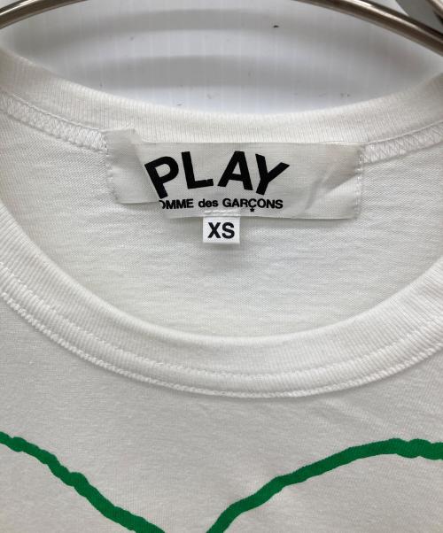 PLAY COMME des GARCONS（プレイコムデギャルソン）PLAY COMME des GARCONS (プレイコムデギャルソン) ロゴTシャツ ホワイト×グリーン サイズ:XSの古着・服飾アイテム