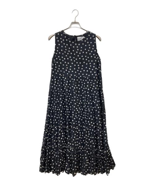 BEARDSLEY（ビアズリー）BEARDSLEY (ビアズリー) クリンクルドットワンピース/ドットノースリーブティアードワンピース ブラック サイズ:FREE 未使用品の古着・服飾アイテム
